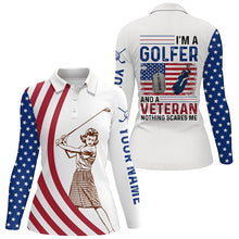 Load image into Gallery viewer, Im A Golfer And A Veteran American Flag Womens Golf Polo Shirts Patriotic Golf Tops For Women LDT0590