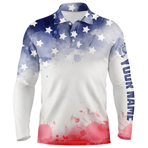 Watercolor American Flag Mens Golf Polo Shirt Patriotic Usa Golf Shirts For Men Golf Gifts LDT0598