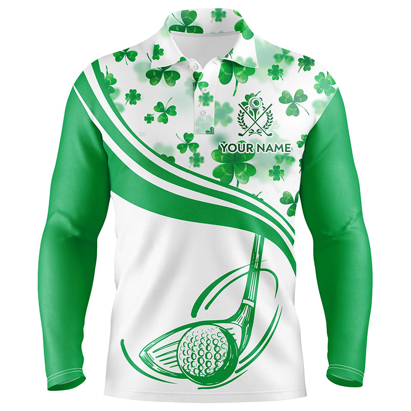 Green Clover St Patrick Day Mens Golf Polo Shirts Customized Golf Shirts For Men Golf Gifts LDT1300