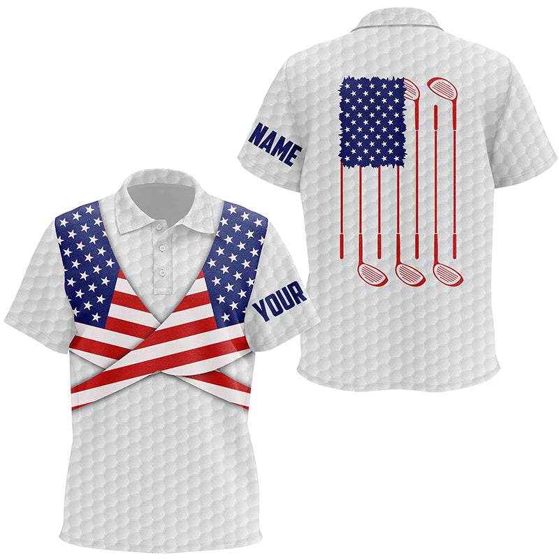 American Flag White Golf Pattern Unisex Kids Polo Shirt Patriotic Golf Shirts For Kid Golf Gifts LDT0603
