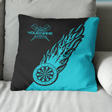 Load image into Gallery viewer, Turquoise Darts Flame Custom Throw Pillow Personalized Cool Darts Gifts LDT1098