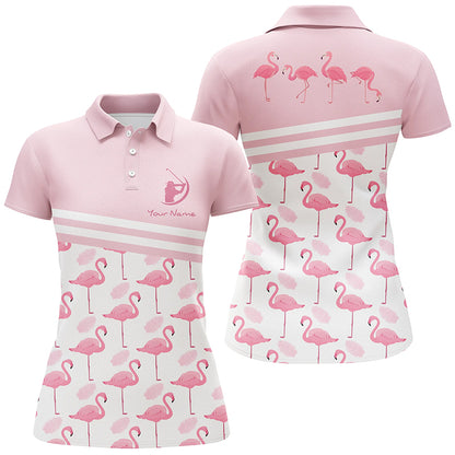 Personalized Flamingo Womens Golf Polo Shirts Pink Golf Shirts For Women Cute Golf Gifts LDT0329