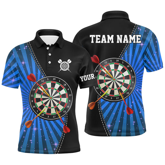 Black Blue Halo Mens Darts Polo Shirt Custom Cool Darts Shirt For Men Dart Jerseys LDT1462