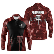 Load image into Gallery viewer, Red Camo Mens Disc Golf Polo Shirts, Custom Camouflage Golf Shirts For Men, Disc Golf Gifts LDT0087