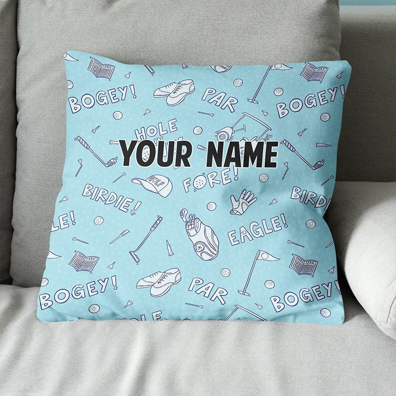 Blue Funny Golf Elements Custom Throw Pillow Personalized Golf Gifts LDT1142