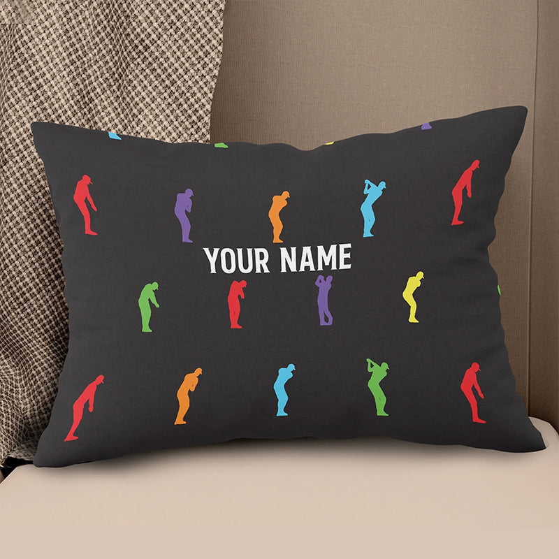 Colorful Golf Swing Custom Throw Pillow Personalized Best Golf Gifts LDT1147