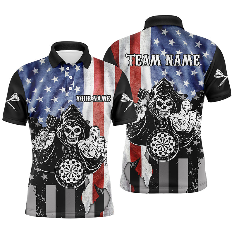 Personalized Vintage American Flag Mens Darts Polo Shirt Skull Darts Jersey For Men LDT0667