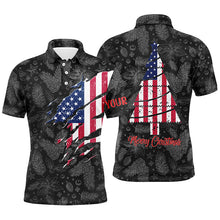 Load image into Gallery viewer, American Flag Christmas Mens Golf Polo Shirt Custom Retro Patriotic Golf Shirts For Men Golf Gifts LDT0672