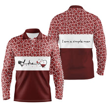 Load image into Gallery viewer, I Am A Simple Man Golf Mens Polo Shirt, Red Leopard Golf Shirts For Men, Gifts For Wine Lovers LDT0119