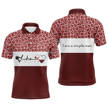 Load image into Gallery viewer, I Am A Simple Man Golf Mens Polo Shirt, Red Leopard Golf Shirts For Men, Gifts For Wine Lovers LDT0119