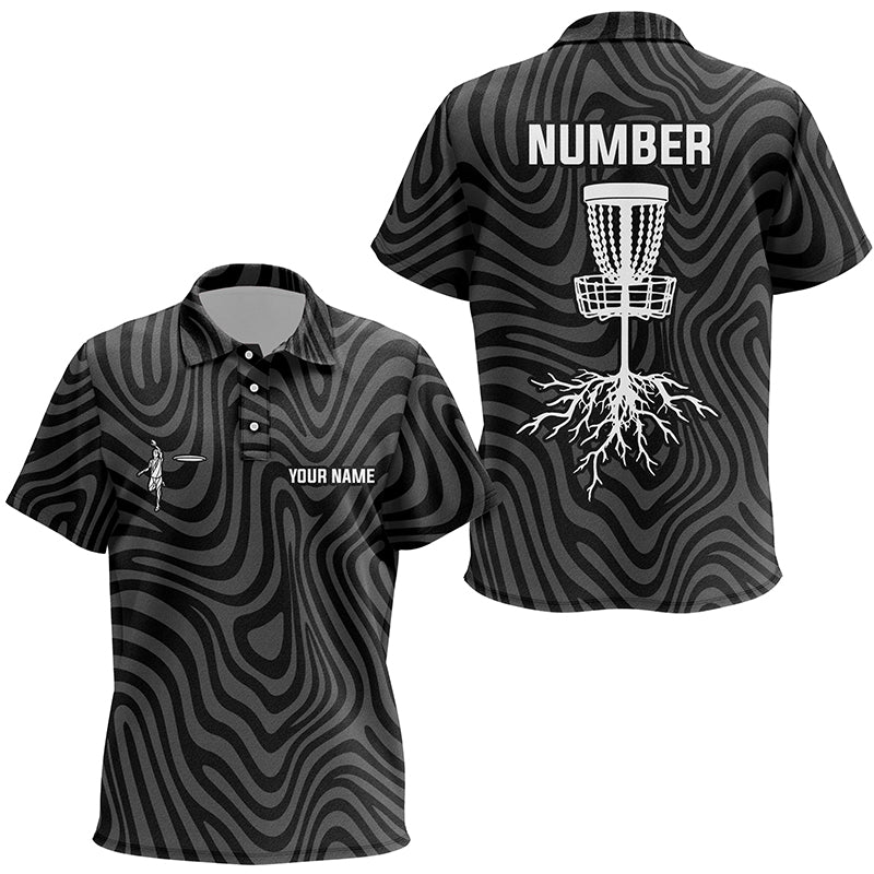 Personalized Black Grey Disc Golf Kids Polo Shirt Custom Cool Disc Golf Shirts For Kid Golf Outfit LDT0932