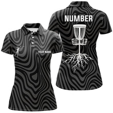 Load image into Gallery viewer, Personalized Black Grey Disc Golf Polos Custom Cool Disc Golf Shirts For Women Golf Outfit LDT0932
