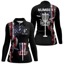 Load image into Gallery viewer, Custom Smoky American Flag Disc Golf Tops Patriotic Women Disc Golf Shirt Us Disc Golf Basket LDT0936
