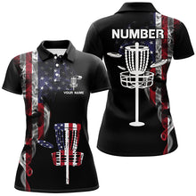 Load image into Gallery viewer, Custom Smoky American Flag Disc Golf Tops Patriotic Women Disc Golf Shirt Us Disc Golf Basket LDT0936