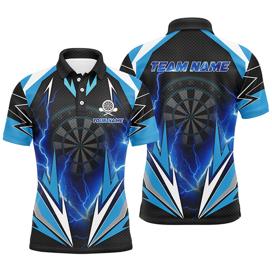 Blue Thunder Lightning Mens Darts Polo Shirt Custom Dart Shirts For Men Dart Jerseys LDT1354