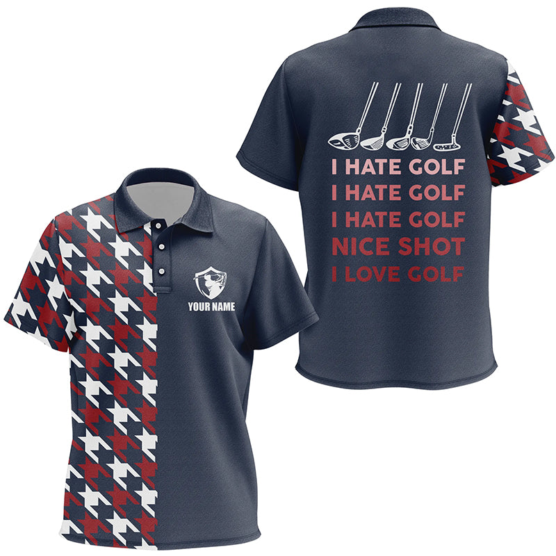 I Hate Golf Nice Shot I love Golf Funny Kids Golf Polo Shirt Navy Golf Shirts For Kid LDT0413