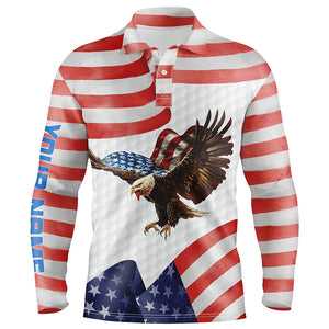 Watercolor American Flag Mens Golf Polo Shirt Us Eagle Patriotic Golf Shirts For Men Golf Gifts LDT0945