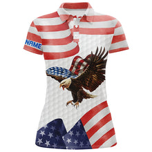 Load image into Gallery viewer, Watercolor American Flag Golf Polo Shirt Us Eagle Patriotic Golf Shirts For Women Golf Gifts LDT0945