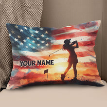 Load image into Gallery viewer, Watercolor Usa Flag Custom Golf Pillow Personalized Patriotic Golf Gifts LDT1175