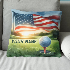 Watercolor American Flag Golf Custom Pillow Personalized Golfing Gifts LDT1172