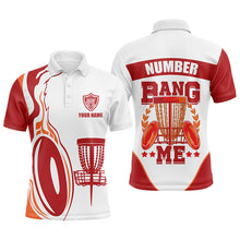 Load image into Gallery viewer, Bang Me Mens Disc Golf Shirts, Red White Customized Polo Shirts For Men, Disc Golf Disc LDT0160