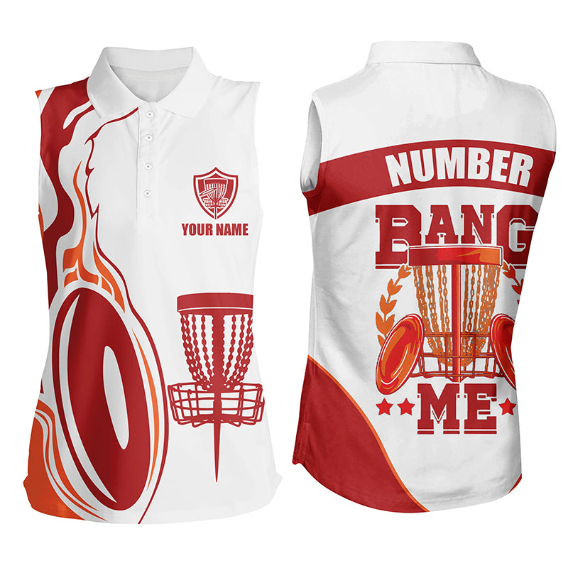 Bang Me Womens Sleeveless Disc Golf Shirts Red White Customized Polo Shirt For Womens Disc Golf Disc LDT0160