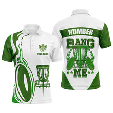 Load image into Gallery viewer, Bang Me Mens Disc Golf Shirts, Dark Green &amp; White Custom Polo Shirt For Mens, Disc Golf Disc LDT0161