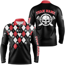 Load image into Gallery viewer, Personalized Skull Argyle Pattern Mens Disc Golf Polo Shirt Custom Disc Golf Team Shirts For Men LDT0723