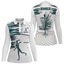 Load image into Gallery viewer, Green White Womens Disc Golf Polo Shirts Custom Disc Golf Basket Tops For Women Golfing Gifts LDT1371