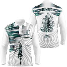 Load image into Gallery viewer, Green White Mens Disc Golf Polo Shirts Custom Disc Golf Basket Shirts For Men Golfing Gifts LDT1371