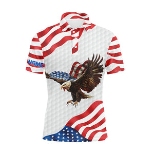 3D American Flag Mens Golf Polo Shirt, Us Eagle Patriotic Golf Shirts For Men, Golf Gifts LDT0163