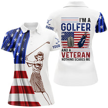 Load image into Gallery viewer, Im A Golfer And A Veteran American Flag Golf Polo Shirt Custom Patriotic Golf Tops For Women LDT0972