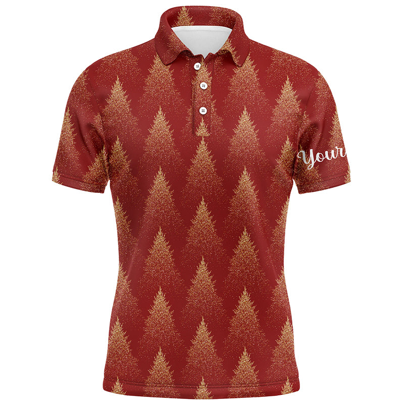 Christmas Trees Seamless Red Golf Mens Polo Shirts Winter Custom Golf Shirts For Men Golf Gifts LDT0760