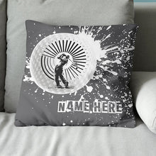 Load image into Gallery viewer, Golfer Custom Name Grey Throw Pillow Personalized Golf Gifts For Golfer LDT1187