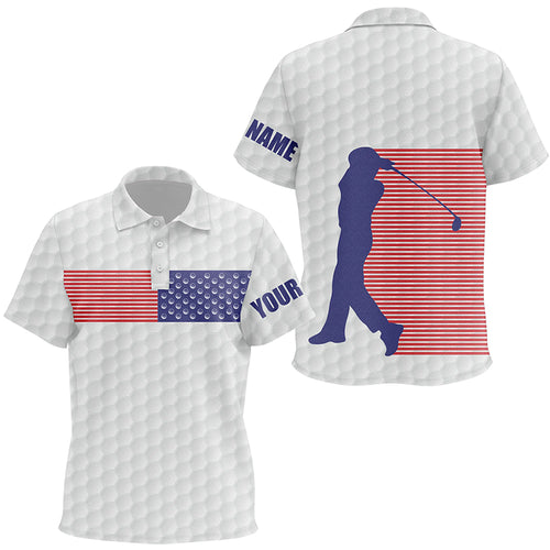 American Flag White Golf Pattern Kids Polo Shirt Custom Patriotic Golf Shirts For Kid Golf Gifts LDT0773