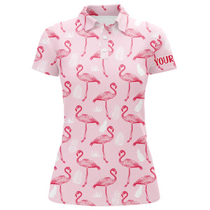 Pink Tropical Flamingo Womens Golf Polo Shirt Cusomized Funny Golf Tops For Women Golf Gifts LDT0981