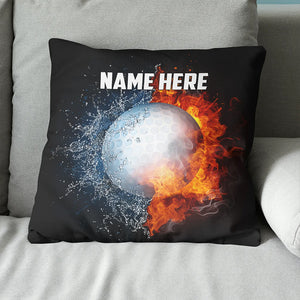 Fire And Water Golf Ball Custom Pillow Personalized Cool Golfer Gifts LDT1203