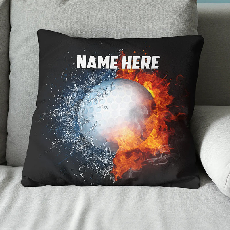 Fire And Water Golf Ball Custom Pillow Personalized Cool Golfer Gifts LDT1203