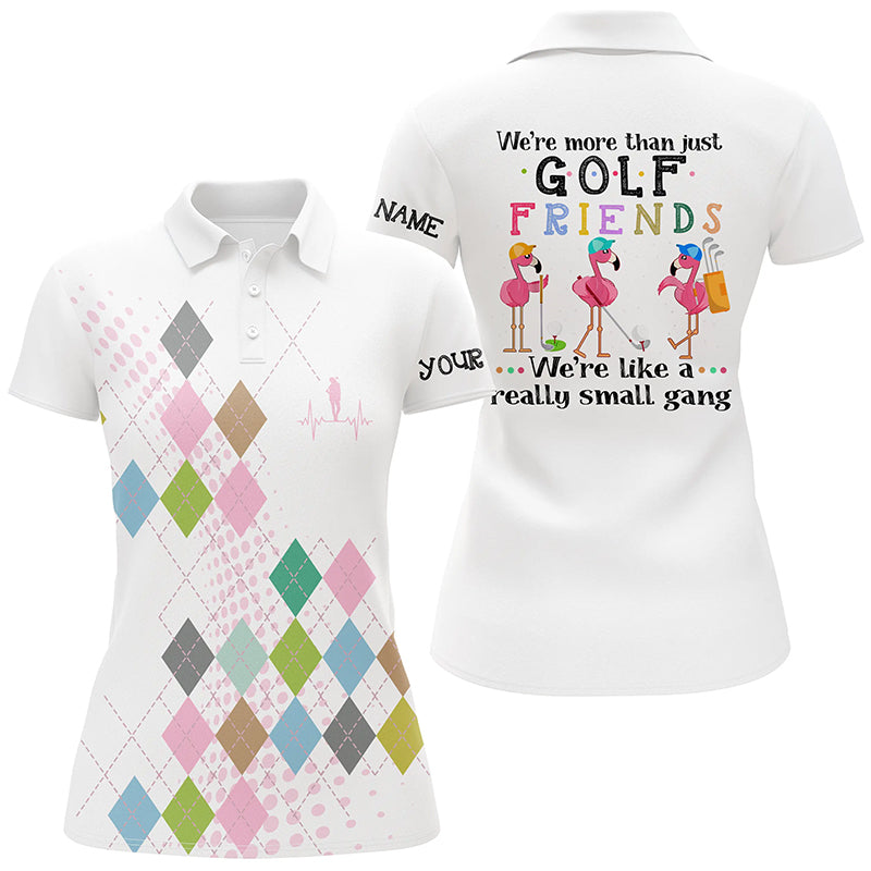 Multicolor Argyle Pattern Womens Golf Polo Shirt Flamingo Funny Golf Tops For Women Golf Gift LDT0998