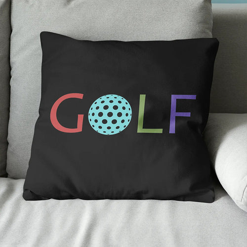 Multicolor Golf Word Black Throw Pillow Cool Golf Gifts For Golfer LDT1210
