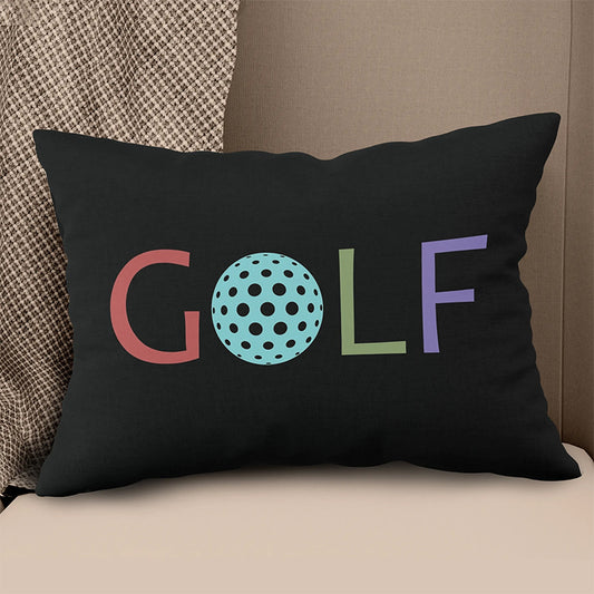 Multicolor Golf Word Black Throw Pillow Cool Golf Gifts For Golfer LDT1210