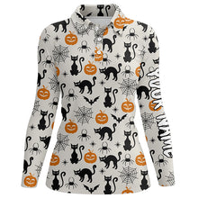Load image into Gallery viewer, Halloween Seamless With Cat Spider Pumpkin Womens Golf Polo Shirts Funny Golf Gifts For Women LDT0456