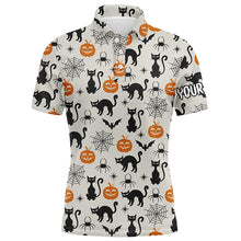 Load image into Gallery viewer, Halloween Seamless With Cat Spider Pumpkin Mens Golf Polo Shirts Funny Golf Gifts For Men LDT0456