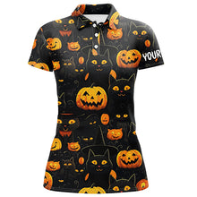 Load image into Gallery viewer, Halloween Seamless With Pumpkin &amp; Cute Cat Golf Polos Funny Golf Tops For Women Golf Gifts LDT0457