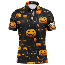 Load image into Gallery viewer, Halloween Seamless With Pumpkin &amp; Cute Cat Mens Golf Polos Funny Golf Tops For Men Golf Gifts LDT0457