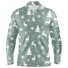 Load image into Gallery viewer, Christmas Pattern With Reindeers Snowflakes Mens Golf Polo Shirts Christmas Golf Gifts For Men LDT0460