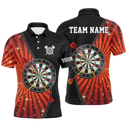 Black Orange Halo Mens Darts Polo Shirt Custom Cool Darts Shirt For Men Dart Jerseys LDT1002