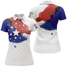 Load image into Gallery viewer, Watercolor American Flag Polo Shirts, Custom Wet Paint Polos, Patriotic Golf Shirts For Women LDT0206