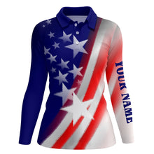 Load image into Gallery viewer, American Flag All Over Printed Womens Golf Polo Shirts Custom Patriotic Golf Shirts For Women LDT1434