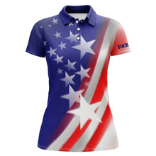 Load image into Gallery viewer, American Flag All Over Printed Womens Golf Polo Shirts Custom Patriotic Golf Shirts For Women LDT1434